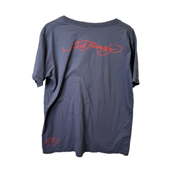 Vintage Y2K Don Ed Hardy By Christian Audiegier Tattoo Vneck Tshirt Size XL - Picture 2 of 9